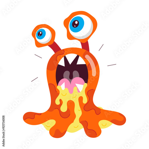 Slika na platnu A flat sticker of monster drooling with open mouth