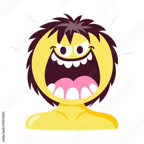 A comic style sticker of screaming monster  