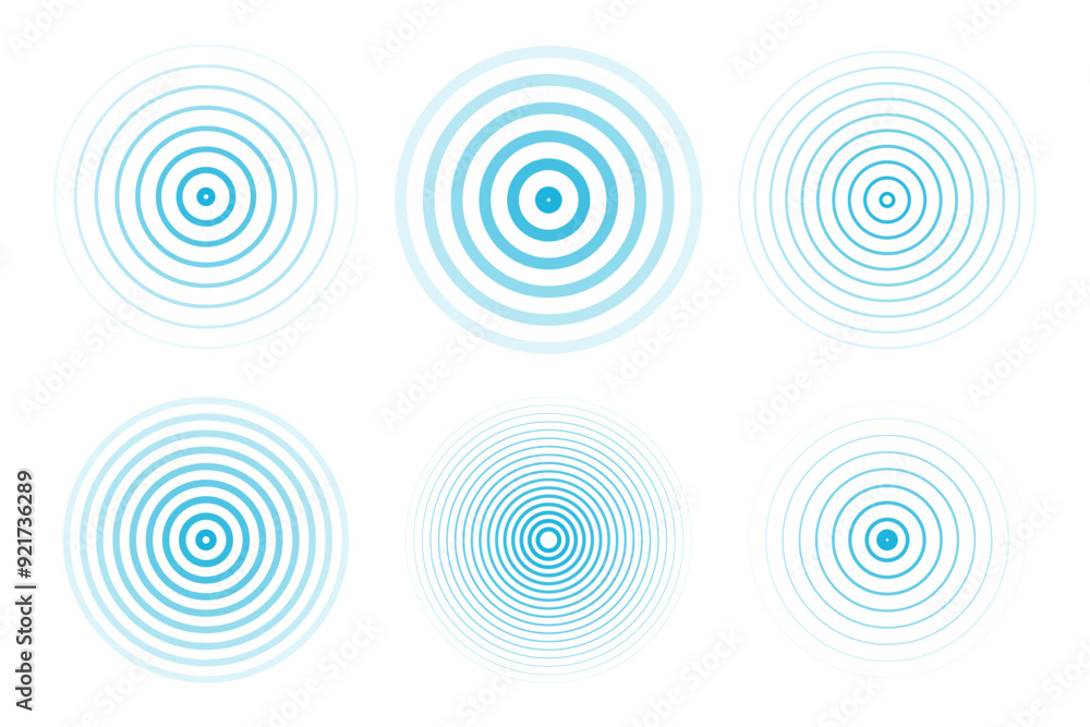 Concentric ripple circles set. Seismic Earthquake alert radar. Radial ...