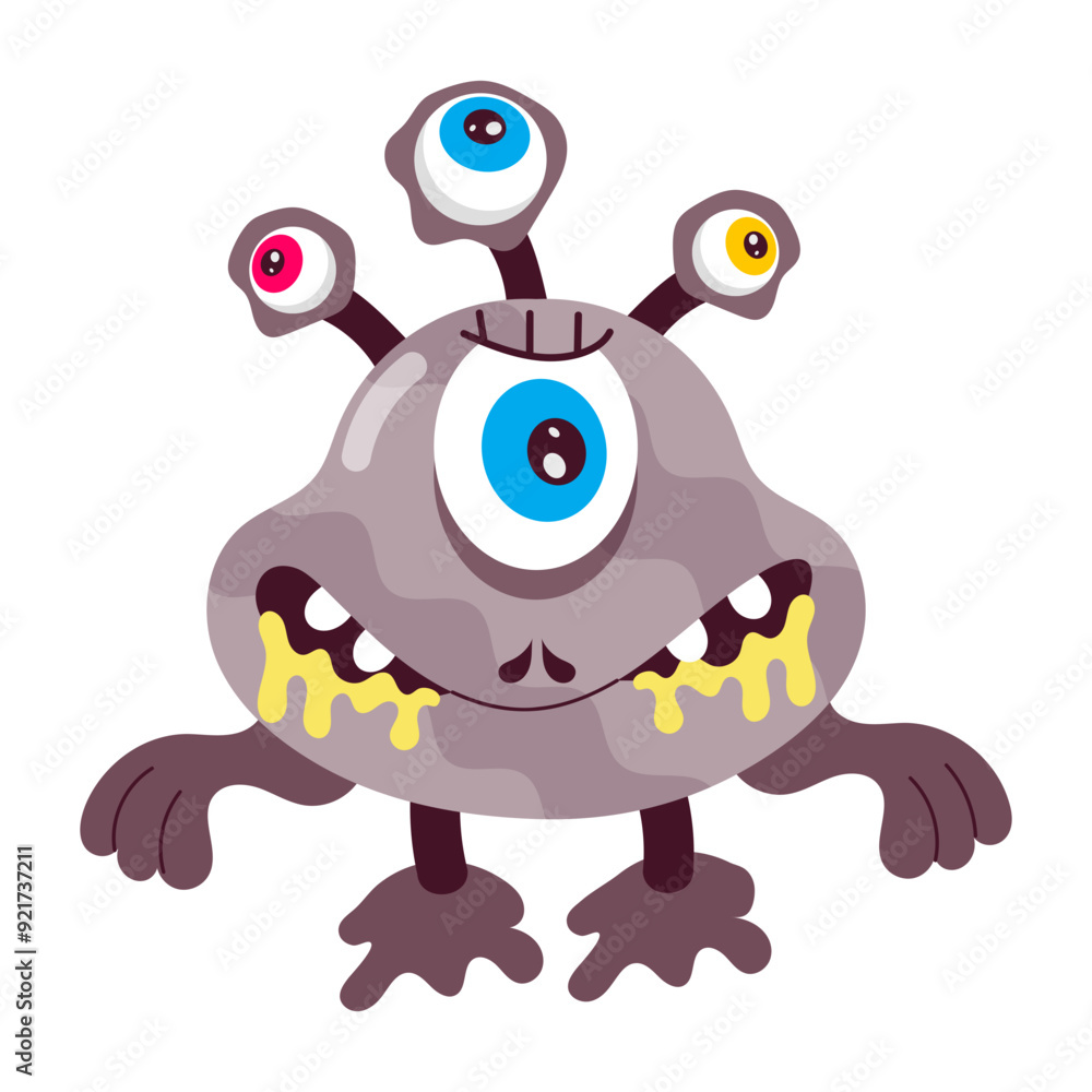 Fototapeta premium Monster fear sticker designed in flat style