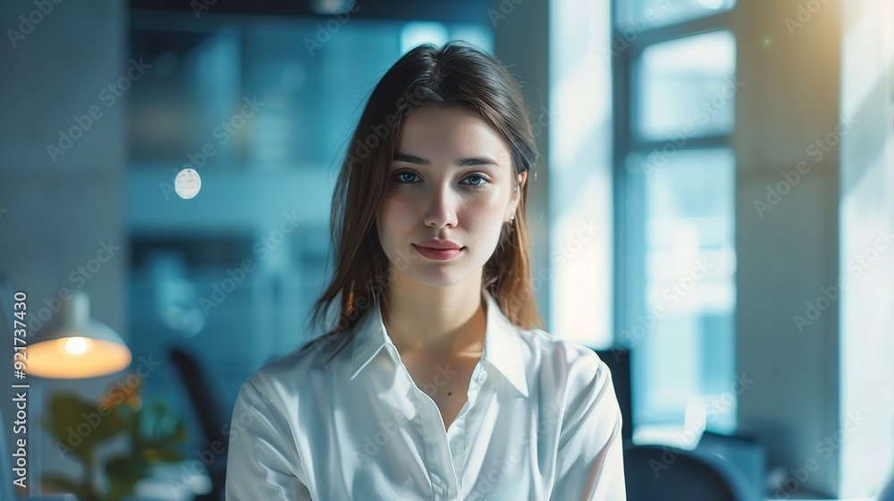 Naklejka premium Beautiful of businesswoman at modern office. copy space for text. Image of woman in the office.