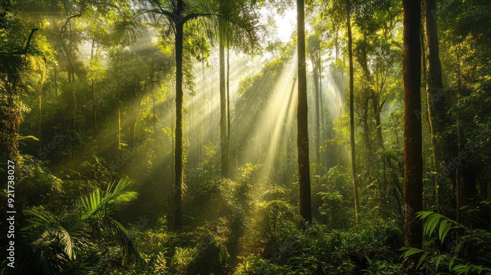 Obraz premium Sunbeams Through The Forest