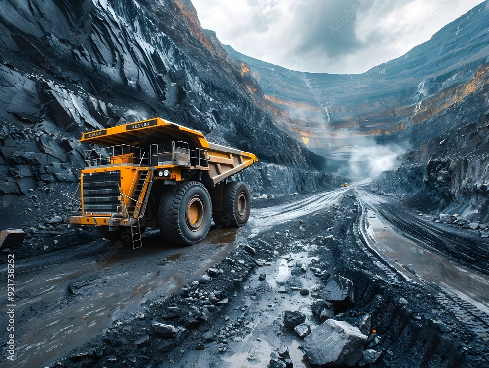 Rugged Coal Mine with Heavy Machinery Extracting Natural Resources for Industrial Production Rugged Coal Mine with Heavy Machinery Extracting Natural Resources for Industrial Production