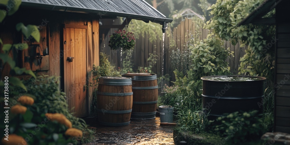 Wooden Shed With Barrels Wooden Shed With Barrels
