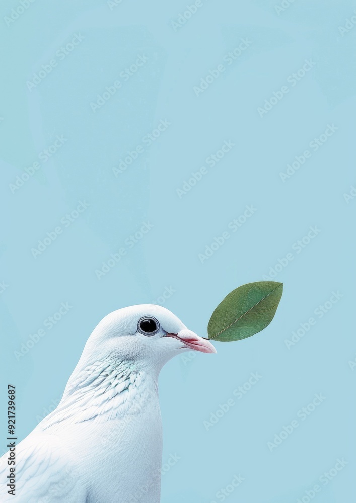 white dove in flight on a white background with an olive branch