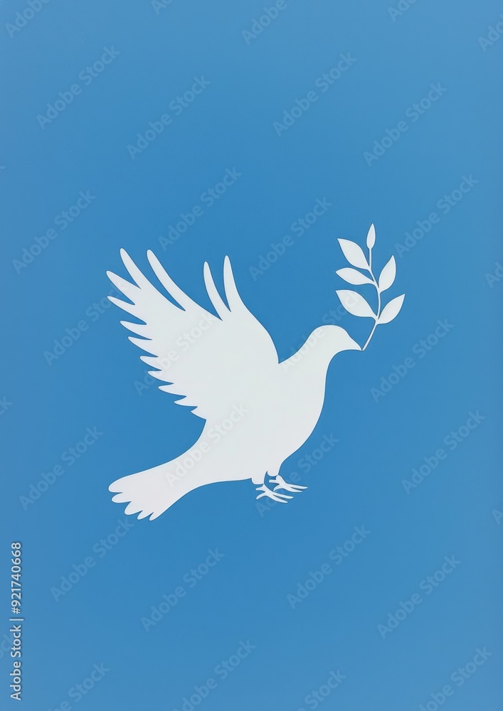Obraz premium white dove in flight on a white background with an olive branch