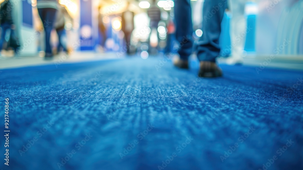 Blue Carpet with Out-of-Focus People Walking Blue Carpet with Out-of-Focus People Walking