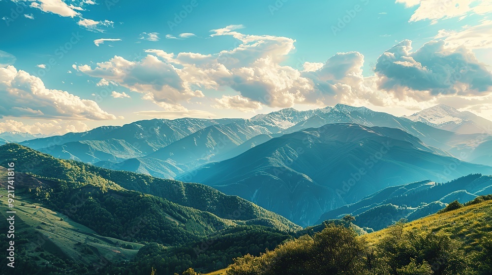 Fototapeta premium view of mountain range. copy space for text.