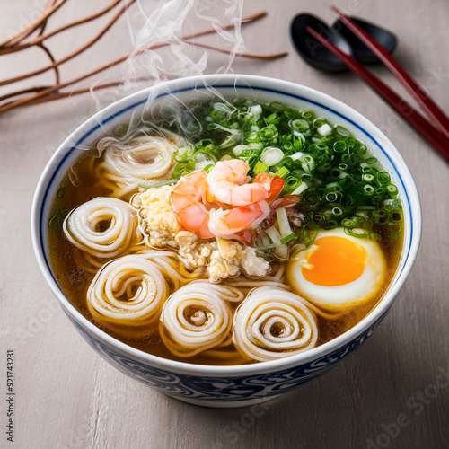 Rolled rice noodle soup photo