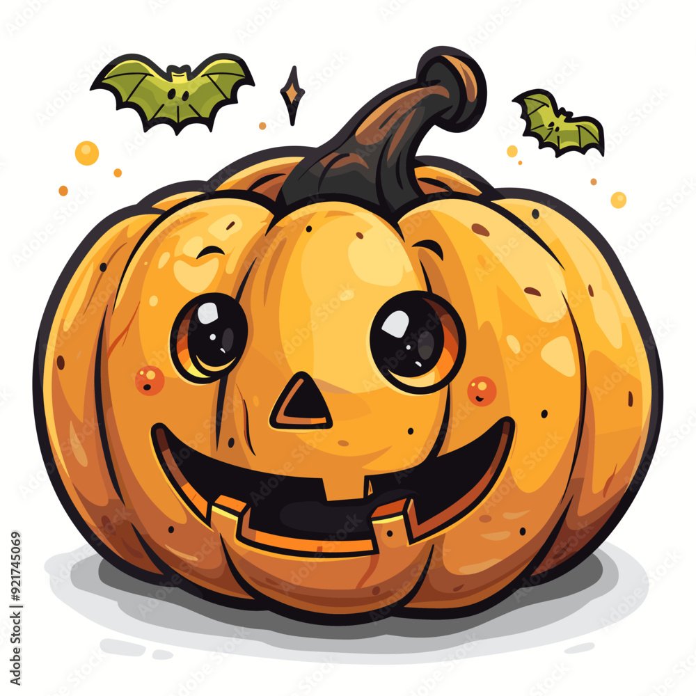 Halloween pumpkin with eyes and mouth isolated on white background. Vector illustration Halloween pumpkin with eyes and mouth isolated on white background. Vector illustration