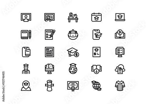 Outlined Education Learning Icon Set
