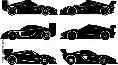 Vintage Racing car silhouette vector black