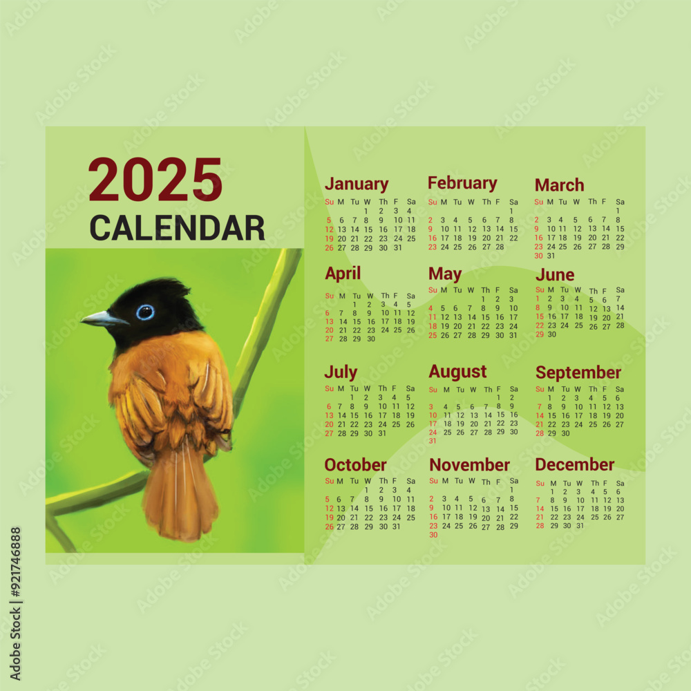 calender Singel Calender tabel business Calender corporate vactor 2025 Template business office design