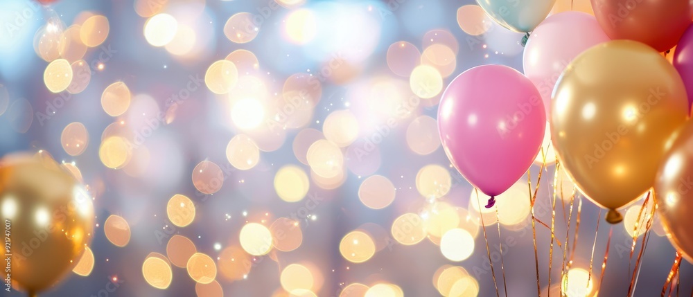 Colorful balloons float against a sparkling background, perfect for celebrations or festive occasions. Bring joy to your projects! Colorful balloons float against a sparkling background, perfect for celebrations or festive occasions. Bring joy to your projects!