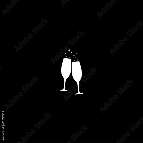 Champagne glasses icon isolated on dark background