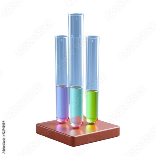 3d Glass test tubes in vertical position on Isolated transparent background png. generated with AI