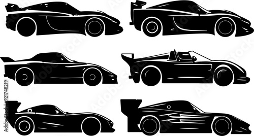 Vintage Racing car silhouette vector black