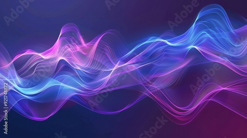 A modern abstract technology background with a fluid, wave-like design in shades of purple and blue