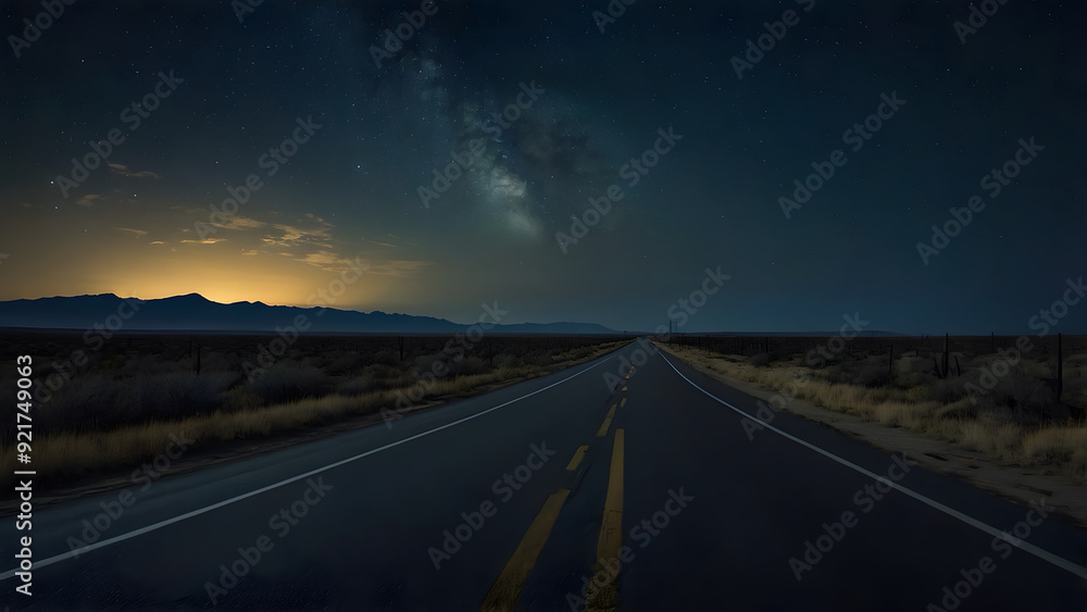 Naklejka premium A landscape of a highway road at dark night