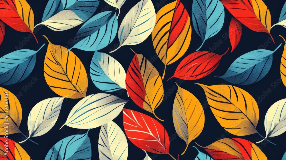 A modern leaf pattern featuring geometric interpretations of leaves