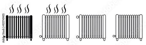Radiator vector icon set in black color. Vector illustration
