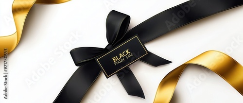 Black firday advertisement Black and golden ribbon photo