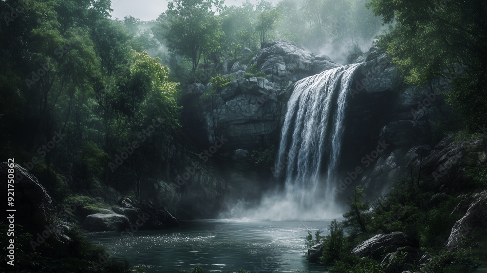 The Tranquil Flow in the Lush Green Forest The Tranquil Flow in the Lush Green Forest