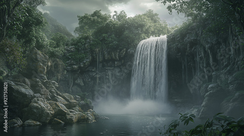 Majestic Waterfall in the Heart of the Forest