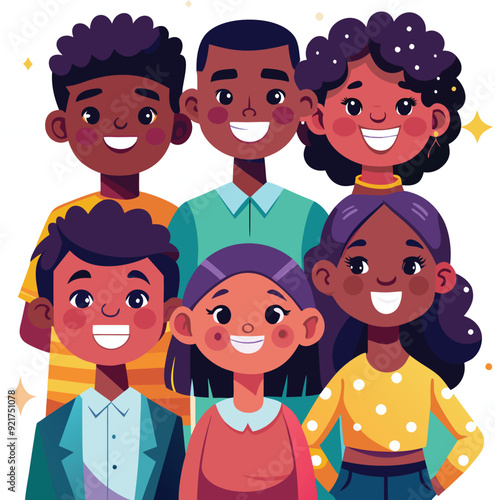 Black people illustration, Black community, African people gathered  vector