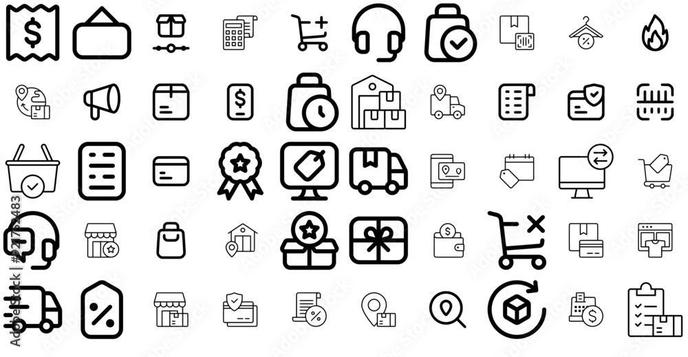 Mega Set Of Vector E Commerce Line Isolated Silhouette Solid Icons With Payment,Shipping,Supermarket,Store,Retail Pictograms And Infographics Design Elements Vector Illustration Mega Set Of Vector E Commerce Line Isolated Silhouette Solid Icons With Payment,Shipping,Supermarket,Store,Retail Pictograms And Infographics Design Elements Vector Illustration