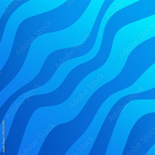 Wavy Water Abstract Cartoon Background. Camber Waves Square Frame. Convoluted Lines Blue Backdrop.