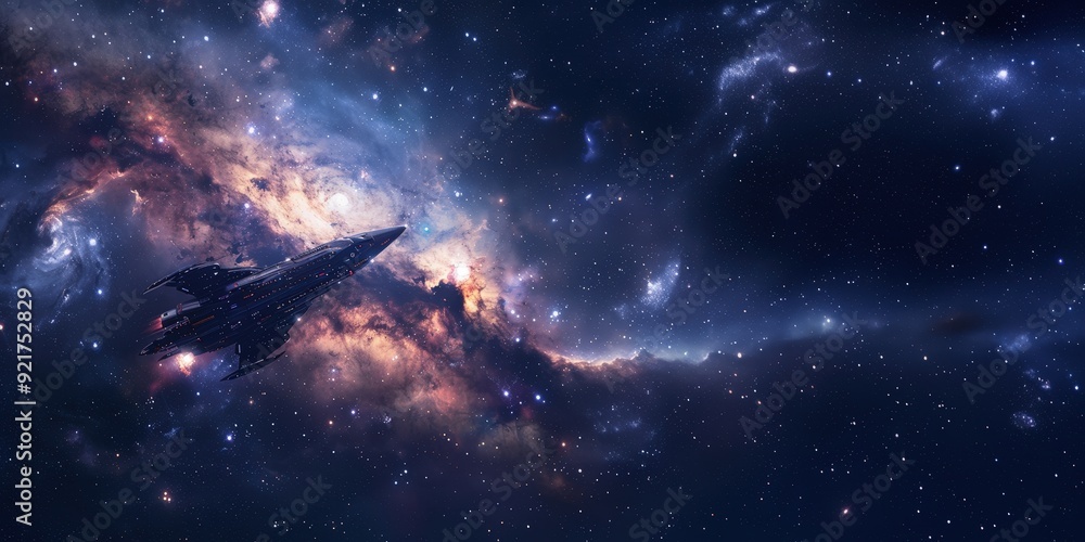 Fototapeta premium Starship in the galaxy