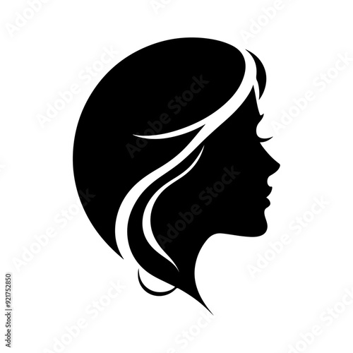 simple and minimal Elegant Women Face Profile Vector Silhouette