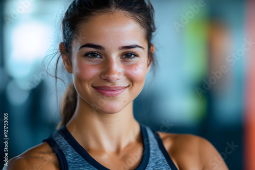 A portrait of a female gym trainer