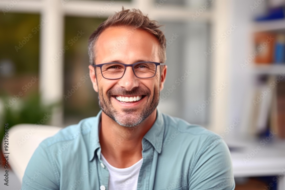 A smiling man with glasses and a light blue shirt sits in a brightly lit office, giving a professional and approachable vibe, Ideal for business, education, healthcare, or corporate images, A smiling man with glasses and a light blue shirt sits in a brightly lit office, giving a professional and approachable vibe, Ideal for business, education, healthcare, or corporate images,