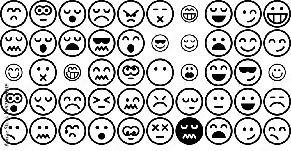 Set Of Linear Emojis Icons Web Header Banner Design Containing Happy,Upset,Face,Emoji,Emotion Simple Black Style Symbol Sign For Apps And Website, Vector Illustration Set Of Linear Emojis Icons Web Header Banner Design Containing Happy,Upset,Face,Emoji,Emotion Simple Black Style Symbol Sign For Apps And Website, Vector Illustration
