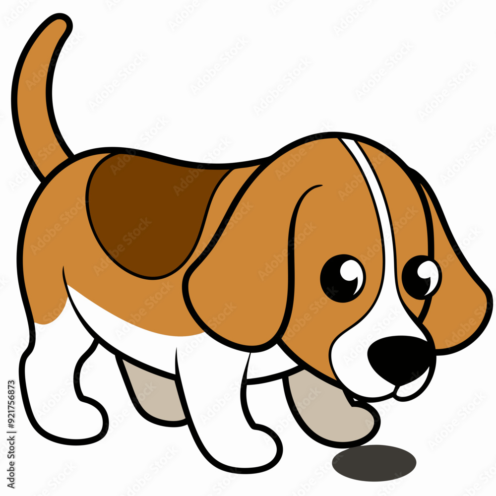 Beagle Sniffing Vector Art Illustration
