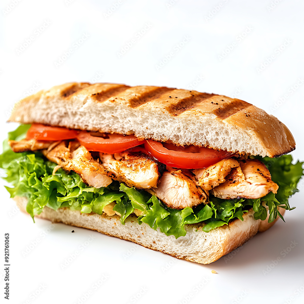 Chicken Sandwich: white background, the delicious taste of familiar bread and meat. Chicken Sandwich: white background, the delicious taste of familiar bread and meat.