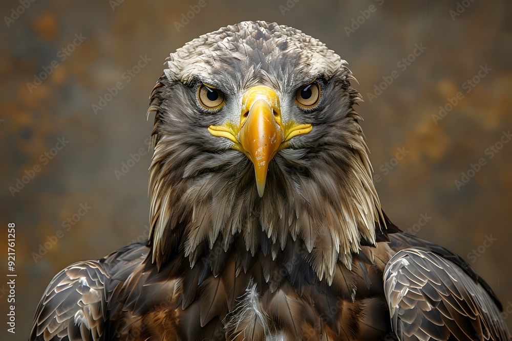Naklejka premium Majestic Eagle Portrait in High Detail for Wildlife Photography, Nature Conservation Concept, Ideal for Posters, Prints, and Educational Materials