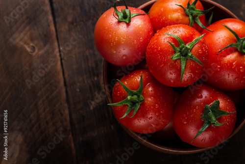 Bright red tomatoes arranged in neat order, generative ai illustration