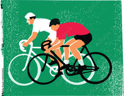 vector illustration of the persons riding a bicycles