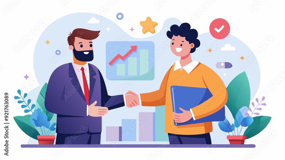 This scene showcases a sales representative maintaining a positive relationship with a client, highlighting the importance of customer satisfaction and loyalty. This scene showcases a sales representative maintaining a positive relationship with a client, highlighting the importance of customer satisfaction and loyalty.