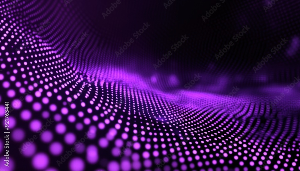 Abstract pattern of purple dots creating a wave effect in a dark background Abstract pattern of purple dots creating a wave effect in a dark background