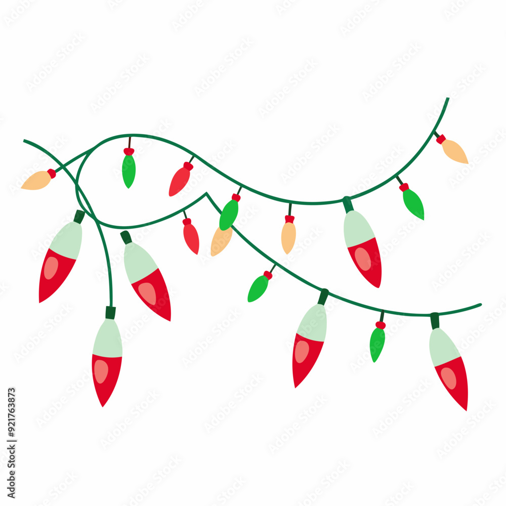 Fototapeta premium Bow christmas lights garland art vector illustrator