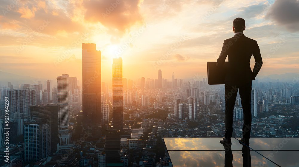 Professional Mortgage Broker with City View Background, Poised with Property Listings Folder, Embodying Urban Expertise. Professional Mortgage Broker with City View Background, Poised with Property Listings Folder, Embodying Urban Expertise.