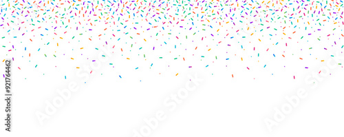Colorful sprinkles banner background, colorful falling decorative sprinkles background