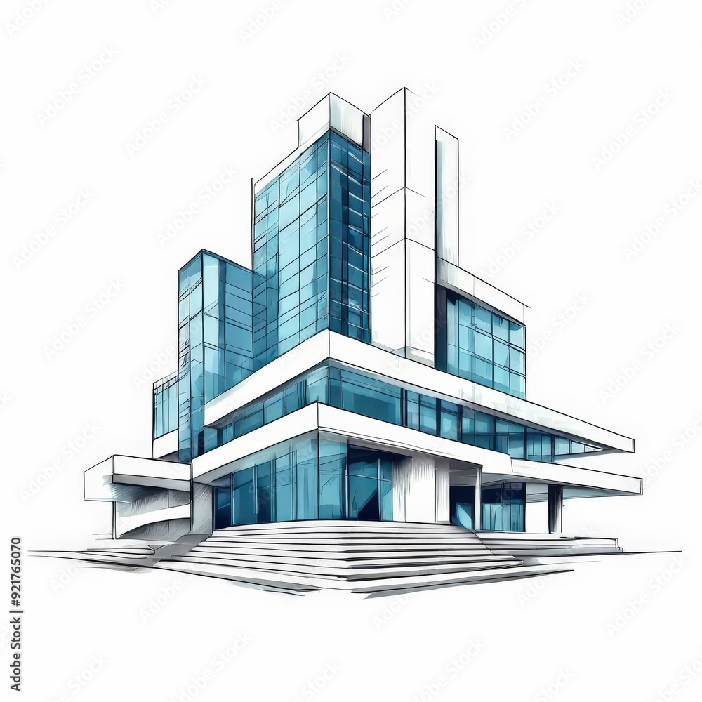 the AI Image Generator, building, isolated, modern style, white and gray color the AI Image Generator, building, isolated, modern style, white and gray color