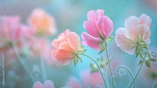 Wallpaper Mural Watercolor sweet pea clipart with pastelcolored blooms and curly tendrils Torontodigital.ca