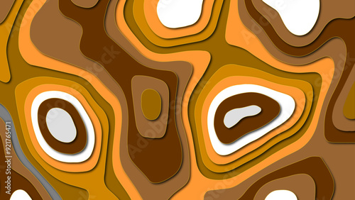 Abstract wave line paper cut background. Wavy multicolor layers. Coffee or chocolate dark brown color paper cut. Vector illustration