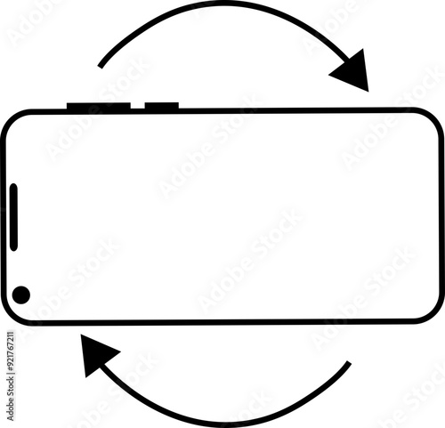 Rotate Mobile phone icon in Outline style. Device rotation symbol. Turn your device. Vector illustration sign for web site or mobile app isolated on transparent background. Auto rotate screen icon.